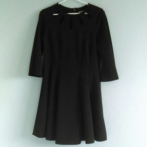High Quality Ribbed Texture Black Flattering Dress